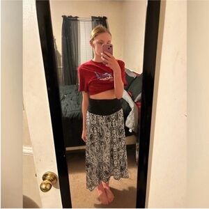 AB Studio Black & White Paisley Maxi Skirt